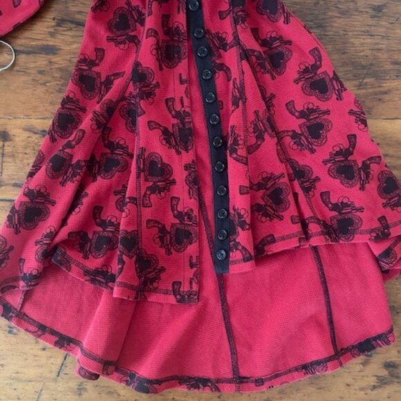 Vintage Betsey Johnson Hearts & Guns Buttons Cardigan/Dress - Picture 7 of 10